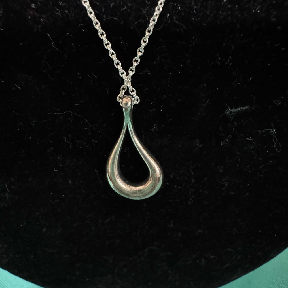 Tiffany & Co. .925 Sterling Silver Open Teardrop Necklace - Picture 3 of 6